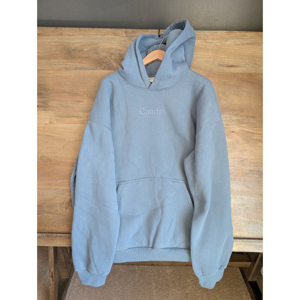 Comfrt Hoodie Mens XL Dusty Blue Fleece Heavyweight Long Sleeve Pullover NWT